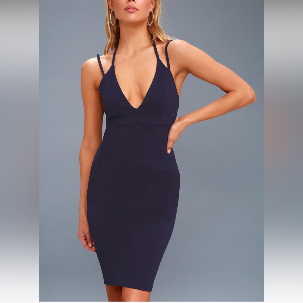 Lulus Bright Lights Big City Navy Blue Bodycon Dress size small